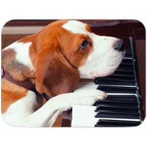 Beagle Playing Piano Tempered Large Cutting Board  Kitchen 