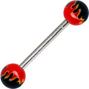  Red Toxic Flame Barbell Body Jewelry Ring Jewelry