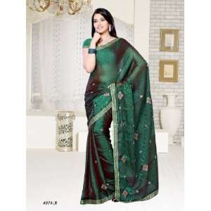  Bollywood Style Designer Glass Tissue Fabric Saree 