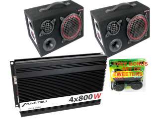 Package Deal 4Ch Car Audio Amplifier + Two 8 Subwoofers Sub Subs Free 