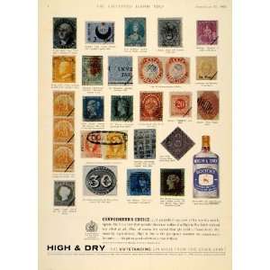 1963 Ad Booths High & Dry London Gin Stamps Philately   Original 