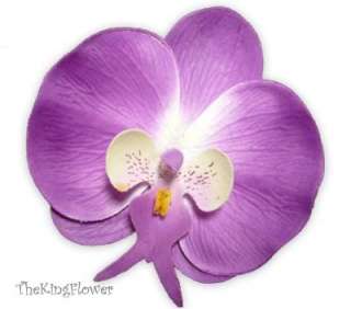 5X Purple Phalaenopsis Silk Flower heads Artificial Phal Orchids Lot 