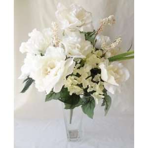  Rose/Peony/Hydrangea Silk flower Wedding Bouquet Bush 