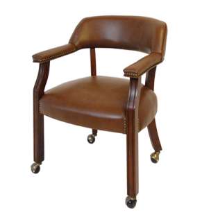 Brown or Black Captains Poker Arm Chair with Casters  