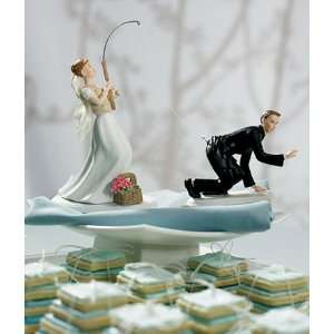   Fishing Bride Groom Comical Wedding Cake Topper Arts, Crafts & Sewing
