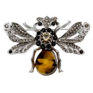 Acosta Brooches   Vintage Inspired   Crystal Flying Insect Bee Brooch 
