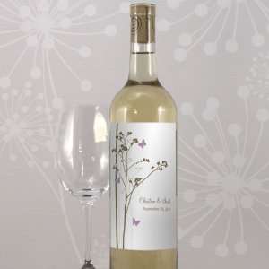  Romantic Butterfly Wine Label   Lemon Yellow