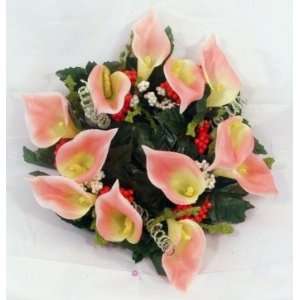  Peach Calla Lily Candle Ring Centerpiece