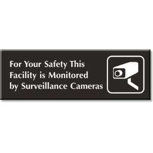   Surveillance Cameras (Camera Symbol) Outdoor Engraved Sign, 12 x 4