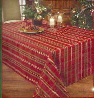 CHRISTMAS HOLIDAY SHIMMER RED GREEN PLAID TABLECLOTH 60X84 RECT  