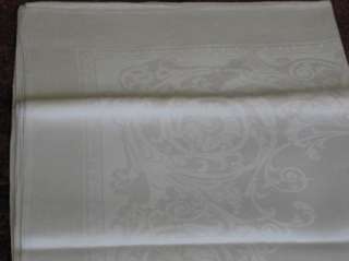 Exquisite Antique IRISH Linen Damask Tablecloth~12 Napkins Trusseau 
