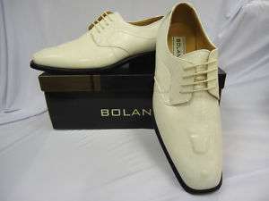 New Mens Cream Off White Faux Alligator Dress Shoes  