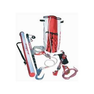   includes pole, line, pulley system, carabiners, anchorage sling, bags