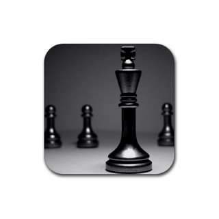 Black Chess King and Pawns Photo Rubber 4 Square Coasters Set  