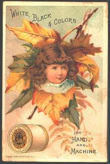 Victorian Advertising Trade Card Coats Sewing Thread 1890s Girl Autumn 