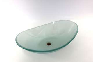   Frosted Oval Style Bathroom Tempered Glass Vessel Sink Bowls  