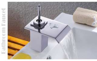 Bathroom Sink Solid Brass Single Hole Lavatory Waterfall Faucet Mixer 