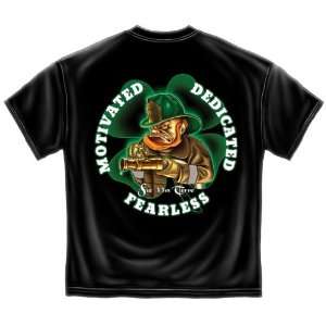  Irish Motovated Dedicated Fire Dog   Firefighter T Shirt 