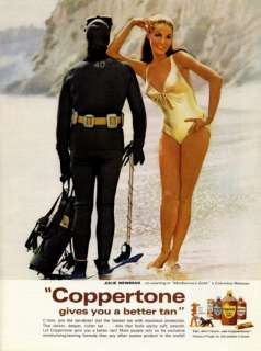1969 Coppertone Suntan ad ~ JULIE NEWMAR ~ Scuba Diver  