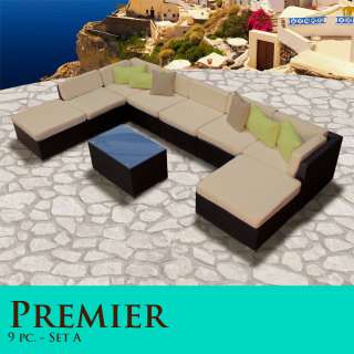 Premier 9 Piece Outdoor Wicker Patio Furniture Sand Set 09a   Sand 