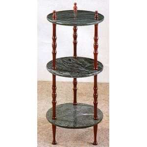   Marble Top Three Tier Cherry Finished Plant Stand