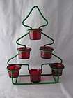 Metal Glass Green Ruby Red Christmas Tree Candle Holder