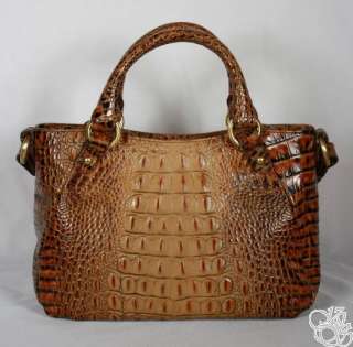 BRAHMIN Claudia Toasted Almond Croco Leather Shoulder Bag Purse New 