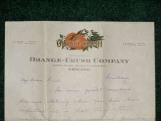 Wards Orange Crush   Owners letter on co. stationery  