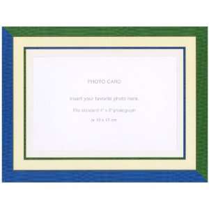  Caspari Green Moire and Blue Photo Holiday Cards, Box of 