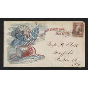 Civil War envelope,Star Spangled Banner,cannon,rifles,American Flag 