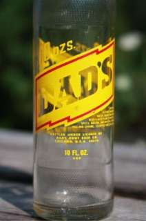 DADS Root Beer Clear Soda Bottle Yellow ACL & Embossed  