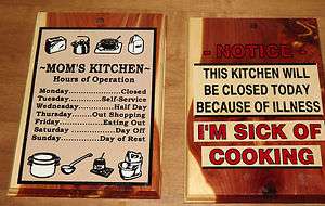   Set of 2 Cedar Wood Moms Kitchen Wall Decor Signs Plaques  