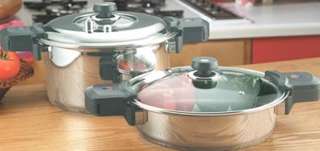 Precise Heat 9 Qt & 4 Qt Pressure Cookers 12 Elm. Stainless Cookware 