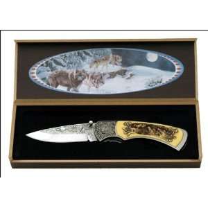  Collectable Etched Wolf Knife