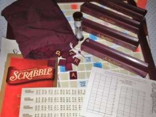 2001 Scrabble Deluxe Turntable Game Burgundy Wood Tiles Mint Looks 