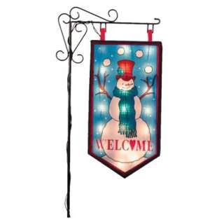 Welcome Snowman Lighted Flag   Multicolor.Opens in a new window