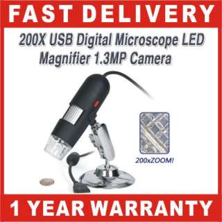 200X USB Digital Microscope LED Magnifier 1.3MP Camera  