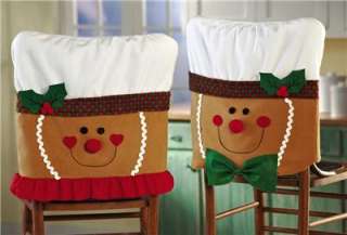 2pc Gingerbread Holiday Dining Room Chair Covers  