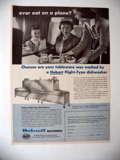 Hobart Machines Flight Type Dishwashers Stewardess Passengers 1960 