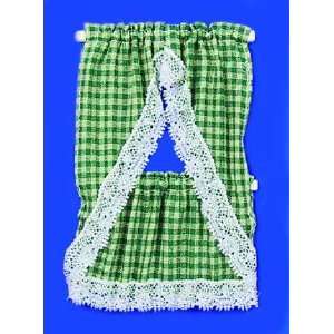  Dollhouse Miniature Country Green Kitchen Curtains Toys & Games