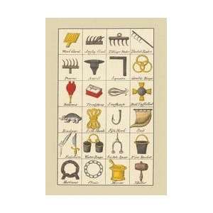  Heraldic Symbols   Wool Card Jersey Comb et al 20x30 