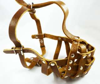 Leather Basket Dog Muzzle Boxer Stafford 15  4 Brown  