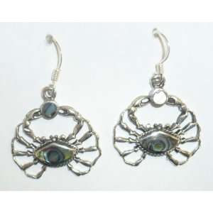  Sterling Silver Shell Crab Pierced Earrings Jewelry