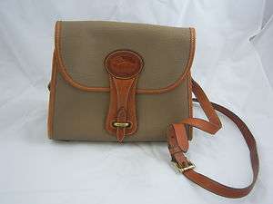 Vintage Taupe Dooney & Bourke All Weather Leather Handbag Purse  