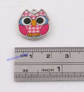 Lot 50pc Fashion Double Sided Colorful Enamel Cute Owl Charms  