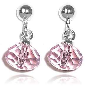  Sterling Silver Pink Crystal Drop Earrings SkyeSterling Jewelry