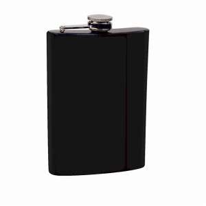   Black Powder Coated Stainless Steel Alcohol Hip Whiskey Drink Flask