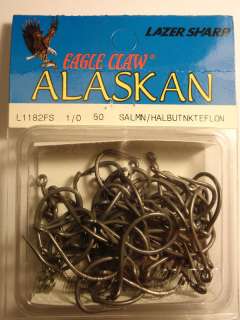 50 EagleClaw Lazer Sharp 1/0 Teflon Octopus Fish Hooks  
