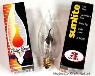 FLICKER FLAME LIGHT BULBS ~CANDLEABRA BASE #11J ~25 PCS  