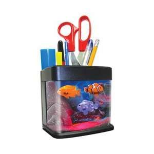 Desktop Organizer with LED Moonlight and Swimming Fish